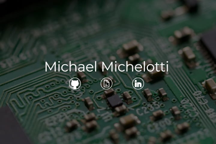 Hero section of portfolio website